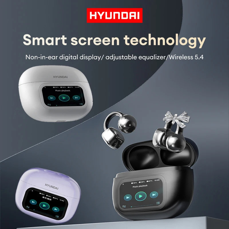 Choice HYUNDAI HY-C02 หูฟังจอแสดงผล LED หูฟังไร้สายบลูทูธไมโครโฟนตัดเสียงรบกวนหูฟังสเตอริโอ