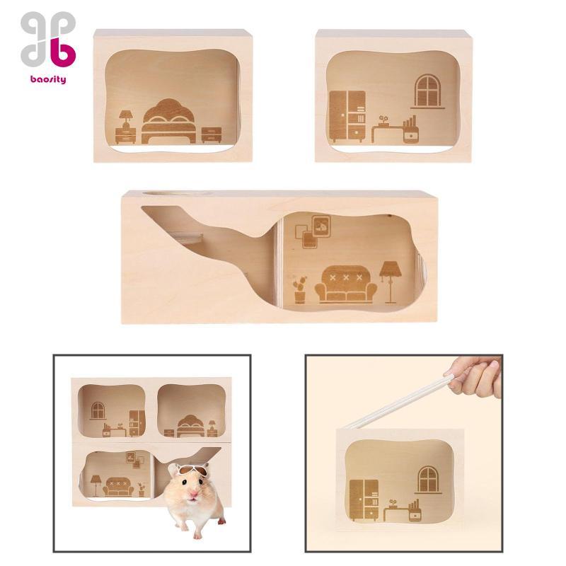 [Baosity] Hamster Wood House Hamster Hideout CAGE Exploration Toy CAGE Accessories for