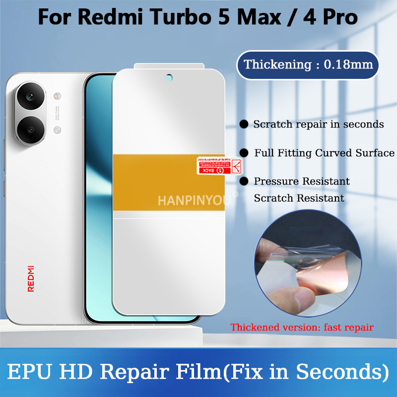 Clear EPU Hydrogel ฟิล์มสําหรับ Xiaomi Redmi Turbo 5 Max 4 Pro Poco F7 ตําแหน่ง Scratch Autorepair Fix In Seconds ด้านหน้าหนา Soft Screen Protector