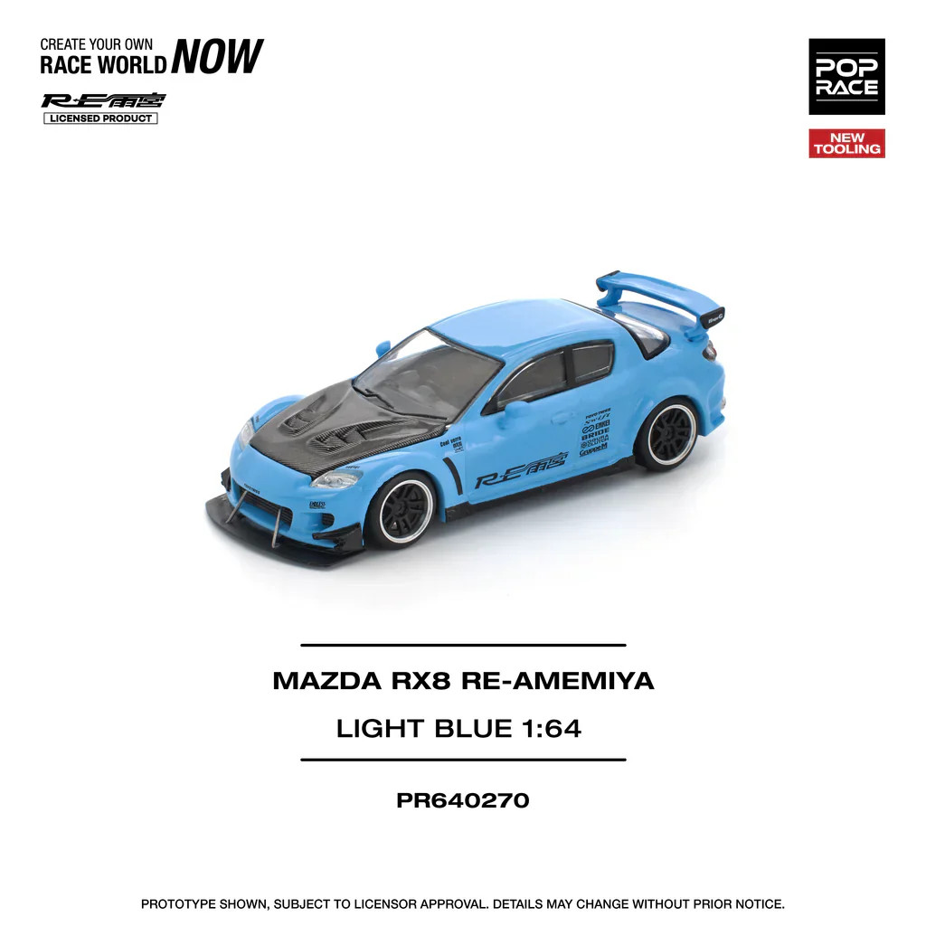 โมเดลรถ POP RACE PR640270 MAZDA RX-8 RE-AMEMIYA - สีฟ้าอ่อน