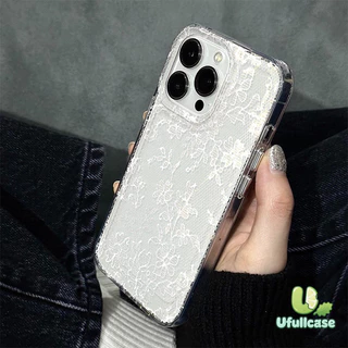 สำหรับIPhone 17 16 15 13 11 Air 12 14 Pro Max X XR 14 7 16 15 8 Plus SE เคสใส ลายดอกไม้วินเทจสีขาวฮิต