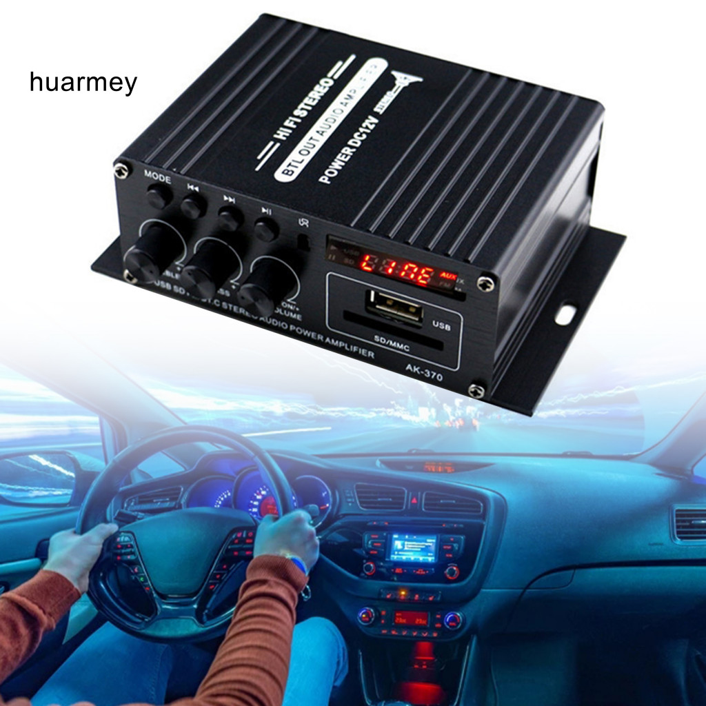 HUARMAEY AK370 เพาเวอร์แอมป์มัลติฟังก์ชั่นความผิดเพี้ยนต่ําการเชื่อมต่อไร้สายที่รองรับบลูทูธ 12 V/22