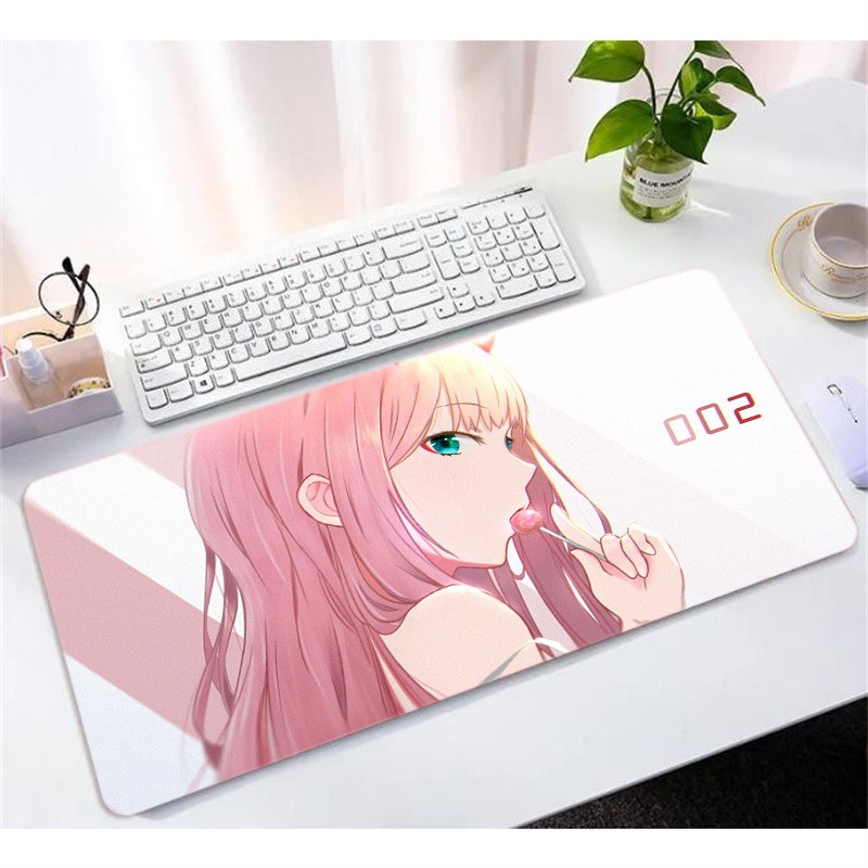 Zero Two Darling ใน Franxx แผ่นรองเมาส์โต๊ะขนาดใหญ่ Demon Slayer Mousepad Gaming Accessoroes แล็ปท็อปแป้นพิมพ์กันน้ํา Mat-acb321