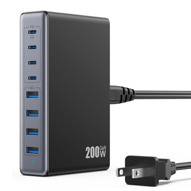 ที่ชาร์จ GaN 200W 20V5A กำลังสูง สำหรับโทรศัพท์ แท็บเล็ต โน้ตบุ๊ค สถานีชาร์จ 200W ปลั๊กหลายประเทศ