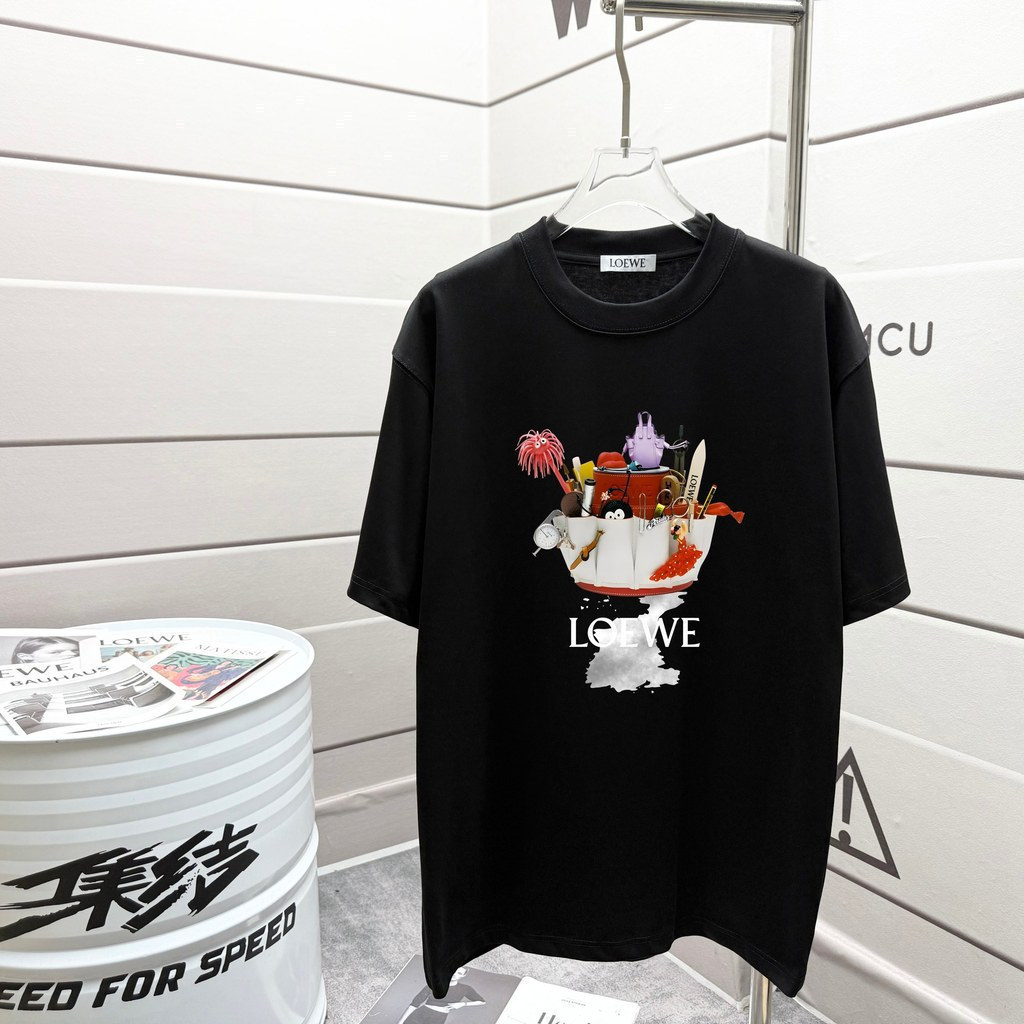 Loew & e2026 Star คลาสสิกรอบคอแขนสั้นเสื้อยืดผู้ชายผู้หญิงสไตล์ 2026 ต้นฤดูใบไม้ผลิสไตล์ใหม่หนา Impe