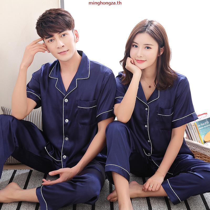 ผู้หญิงชุดนอนสตรีชุดนอนผ้าไหม pijamas ซาติน pijamas ผู้หญิงซาติน pijamas ผู้ชายชุดนอน baju tidur per