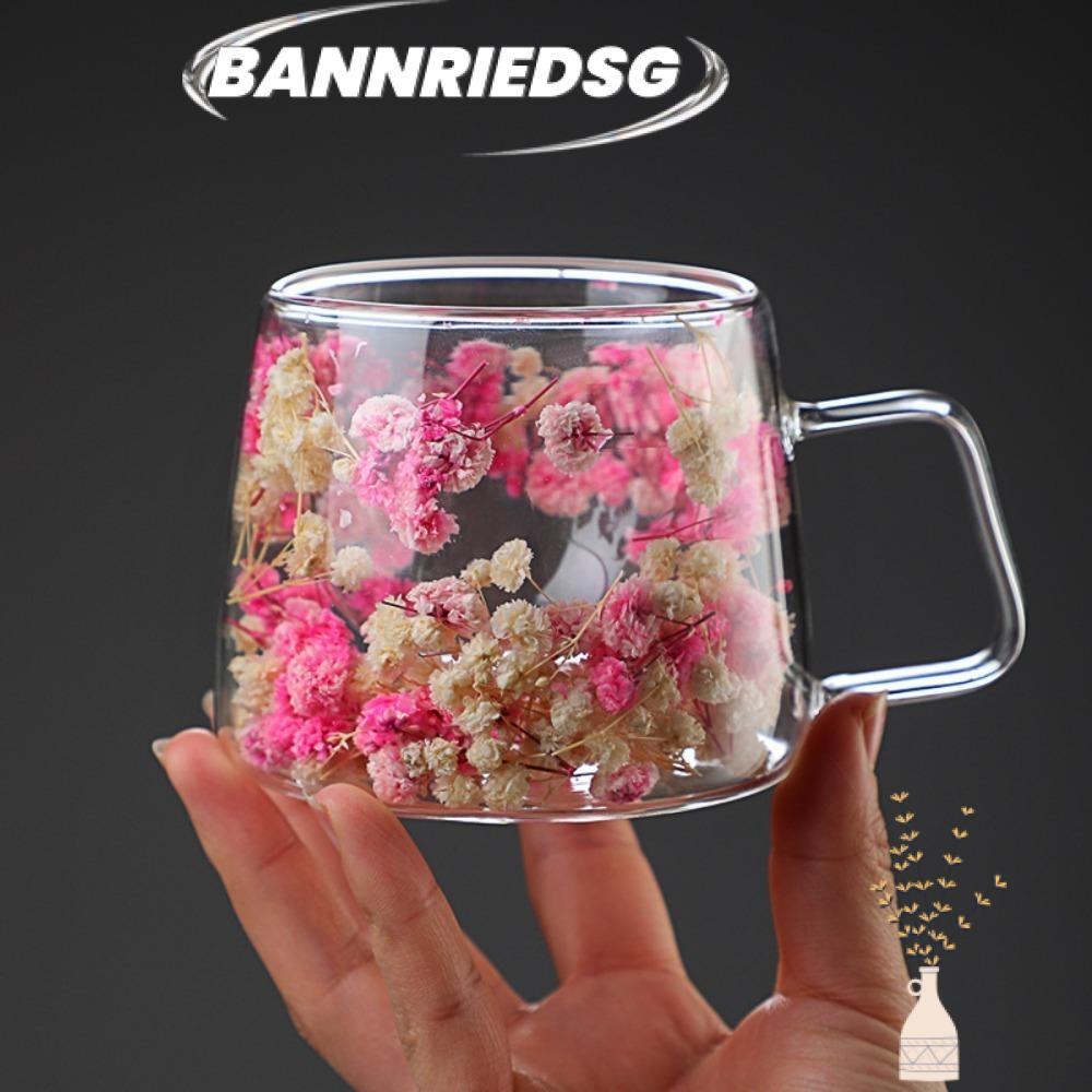 BANNRIEDSG989YR แก้วกาแฟ, พร้อมที่จับถ้วยแก้วสองชั้น, ฉนวนจําลองดอกไม้เครื่องดื่มร้อนเก็บบ้าน