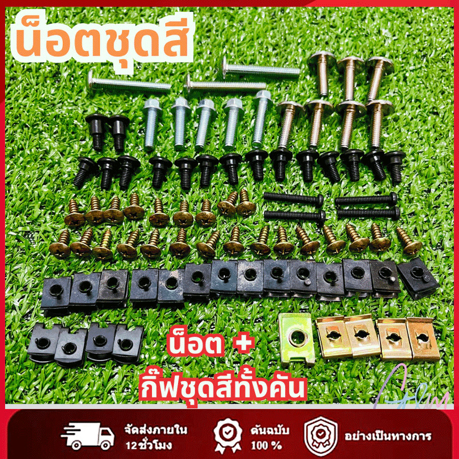 น็อตชุดสี (ทั้งคัน) ชุดน็อตแฟริ่ง+กิ๊ปครบเบอร์ สำหรับชุดสีทั้งคัน มีหลายรุ่นเลือกได้