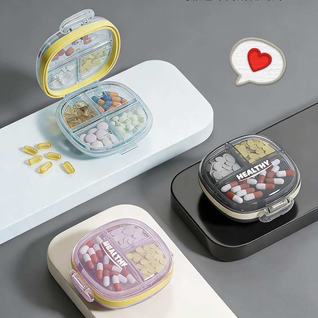 กล่องยา transparent อเนกประสงค์ พกพาง่าย ปิดสนิทไม่หกเลอะเทอะ ใช้เก็บยาหรือเครื่องประดับก็ดี ATCCH