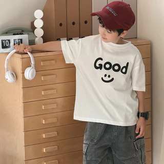 [จัดส่งภายใน 24 ชั่วโมง] เสื้อยืดเด็ก / ลายรอยยิ้มสดใส / ผ้าฝ้าย 100% / เหมาะสำหรับเด็กอายุ 1-12 ปี