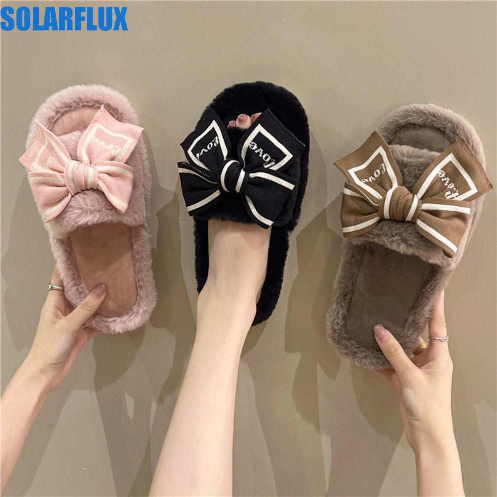 Solarflux รองเท้าแตะขนกุทัณฑ์, รองเท้าแตะชิ้นเดียวตุ๊กตาหนานุ่ม, รองเท้าแตะบ้านน่ารักลื่นอุ่นสบายรองเท้าในร่ม