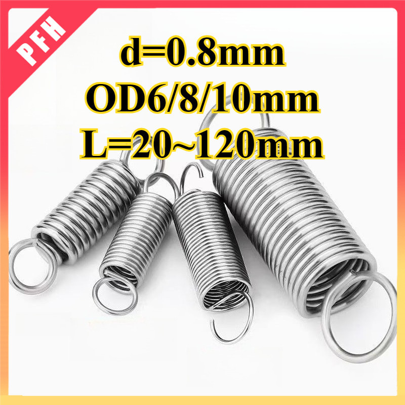 Extension Tension Spring SS 304สปริงดึงพร้อมตะขอ ทาประตูโรงรถ บุนสี เครื่องแกว่ง/สปริงแสตนเลส สปริงดีด ลวดสปริง สปริงดึง สปริงดึง สแตนเลส 304 d=0.8mm,OD6/8/10mm,L=20~120mm(ZH-PFH1)