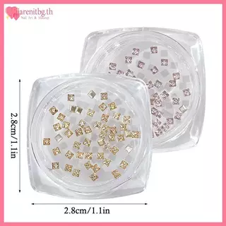 RENBG 50 ชิ้น/กล่องเงาสีขาวแชมเปญZircon Rhinestonesเล็บCharms Miniสแควร์เล็บอัญมณีFlbaเล็บหัตถกรรมเพชรตกแต่งTH