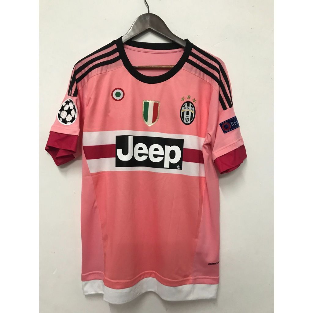 15-16 Juventus Pink Retro Football Short Sleeve Shirt S-2XL