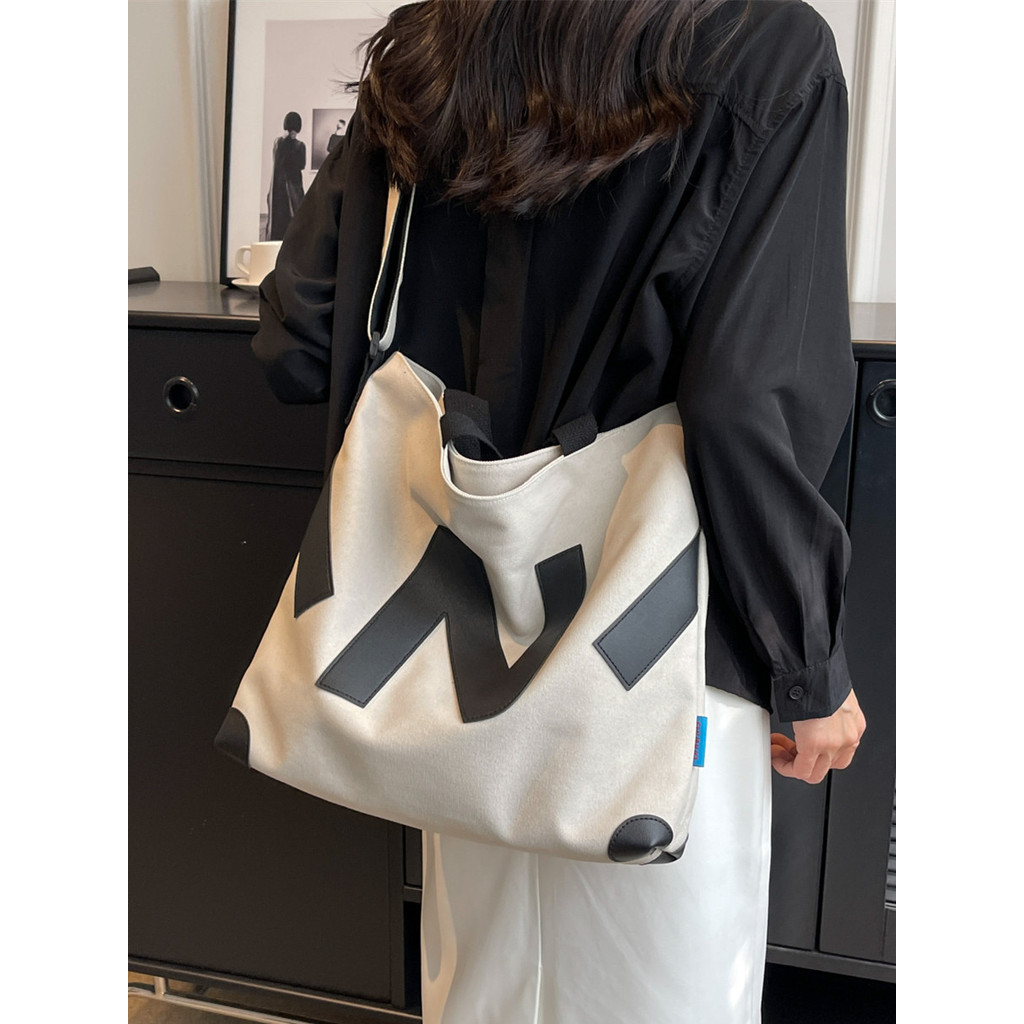tote bag กระเป๋าผ้า Letter Japanese Cross-body Lazy Working Canvas Tote Bag