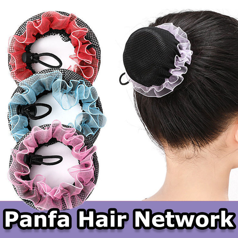 ฝาครอบผม Bun แบบยืดหยุ่น พร้อมขอบรูฟเฟิล ขนาด S/M/L เหมาะสำหรับบัลเล่ต์และเต้นรำ