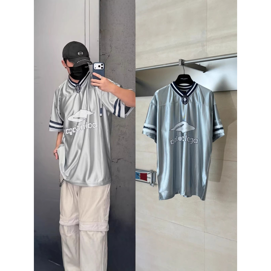 XSKV Bal**BLCG 26FW New Rugby Series3m Jersey V Short-sleeved heavy weight shirt T Shirt