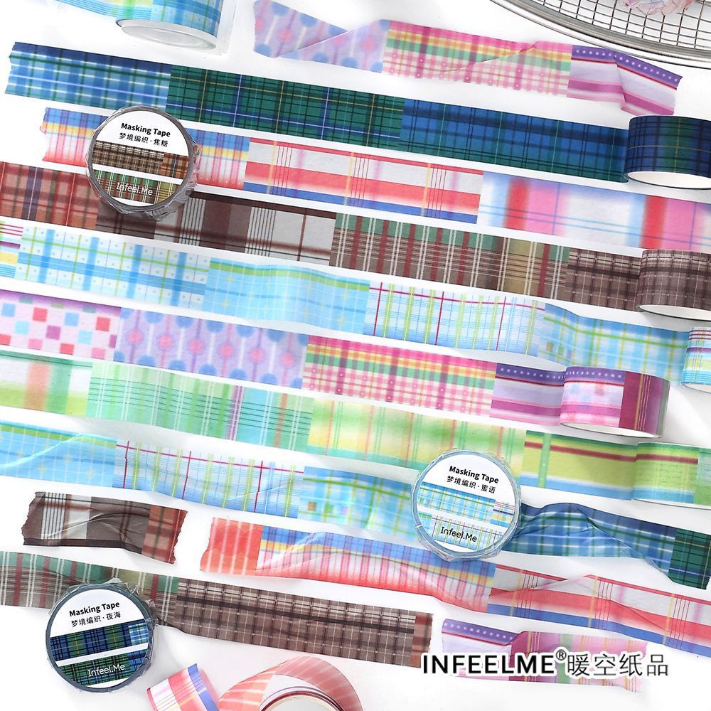 ลายสก๊อตลาย Washi เทปชุด Basic Grid Masking เทปตกแต่งสําหรับศิลปะ DIY งานฝีมือวารสาร Planners Scrapbooking ห่อ