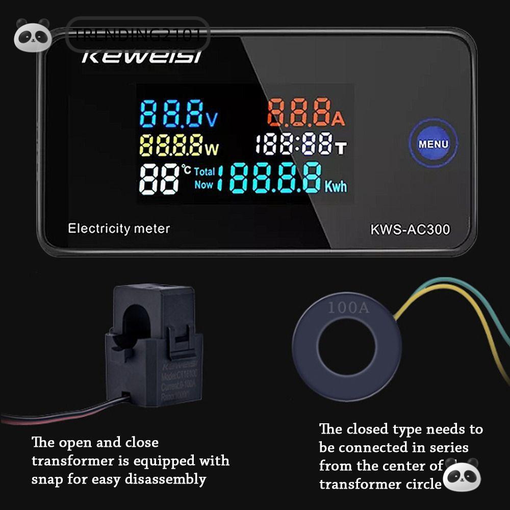 กําลังมาแรงโวลต์มิเตอร์ AC ดิจิตอล 0-100A Professional KWS-AC300 แอมป์มิเตอร์พลังงานกระแสไฟฟ้า