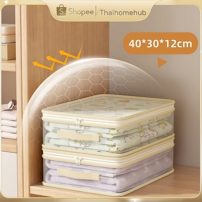 ถุงเก็บเสื้อผ้าใส ขนาดใหญ่ พับได้ วัสดุ PVC กันน้ำและกันฝุ่น มีซิปรูดปิด กระเป๋าเก็บผ้านวม