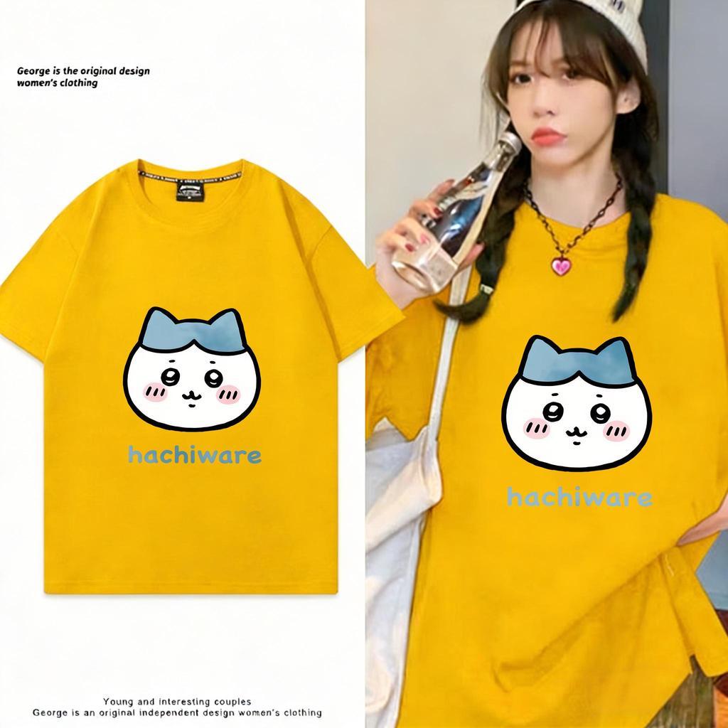 Loosecatwomensscolormenblackt-shirtprintst-shirtwomenfacetshirtcheap100unisexcodcottonfit2026chikawa