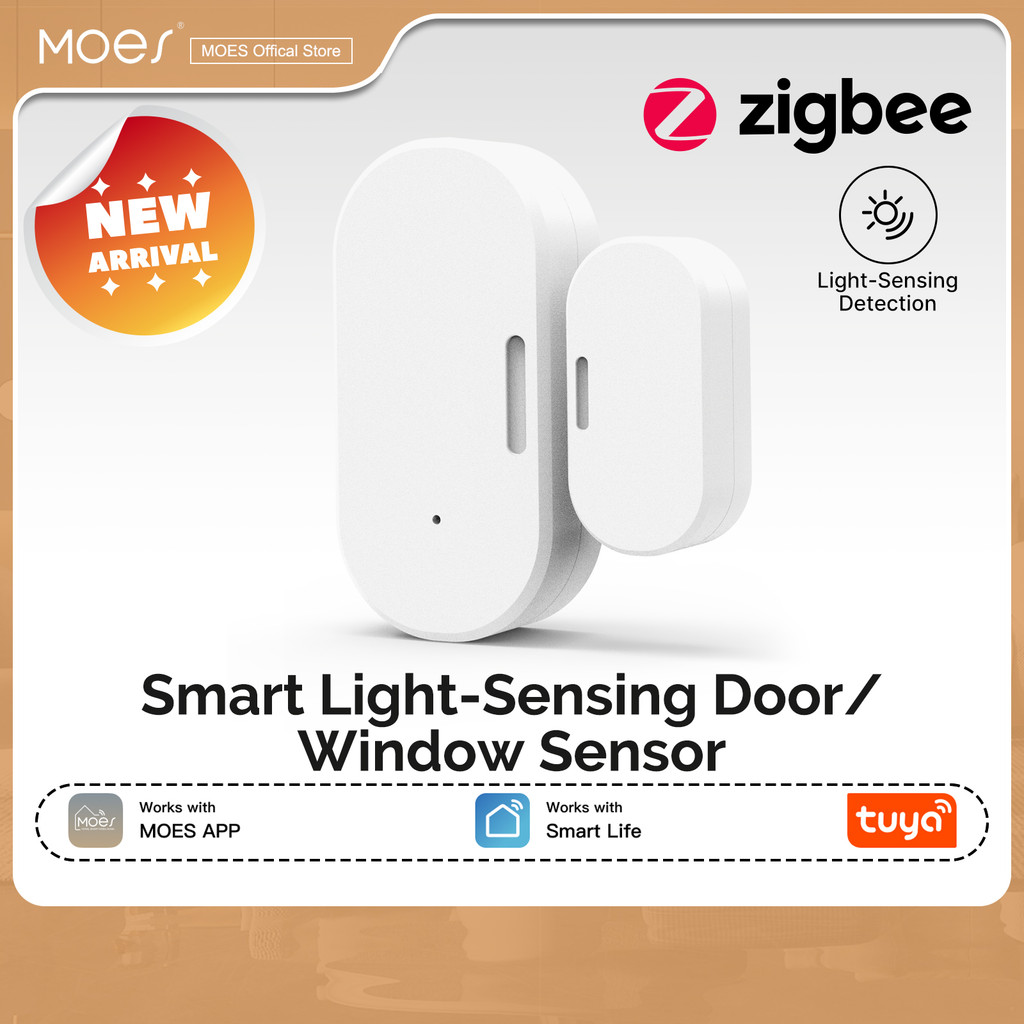 (หลายแพ็ค)MOES Tuya Zigbee เซ็นเซอร์ประตู/หน้าต่างอัจฉริยะ, การแจ้งเตือน APP เปิด/ปิดไร้สายและการตรวจจับแสง, การรักษาความปลอดภัยภายในบ้าน