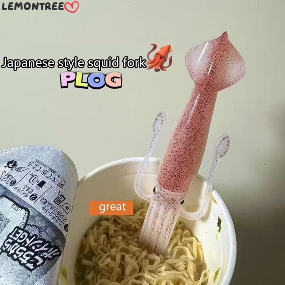LEMONTREE Octopus Noodle Fork, Portable Squid-Shaped Food Picks, Funny 3-in-1 Cooking Tools Heat-Res