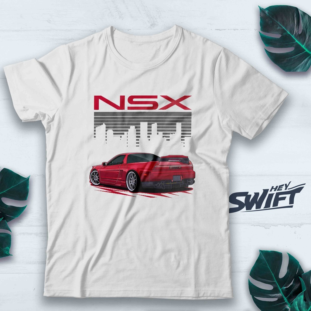 เสื้อยืดผ้าฝ้ายพรีเมียมสำหรับชาย พิมพ์ลาย Honda NSX 2 JDM รอบคอมินimal สไตล์.street.top