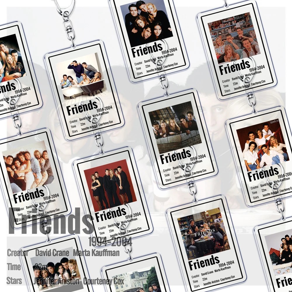 Friends TV Show Friends พวงกุญแจพิมพ์ Chandler Phoebe Monica โปสเตอร์ตัวละครสําหรับตกแต่งกระเป๋าและแ