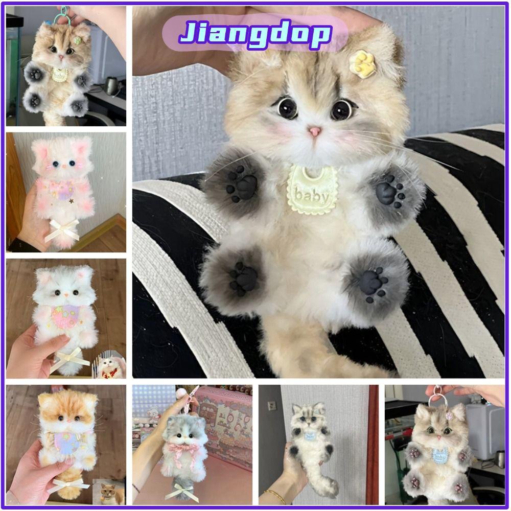 JIANG แพ็คเกจวัสดุ DIY, ตุ๊กตาของขวัญ Twisty Stick จี้แมวน้อย, พวงกุญแจ Handmade Twist Bar ของเล่นตุ๊กตาลูกแมว