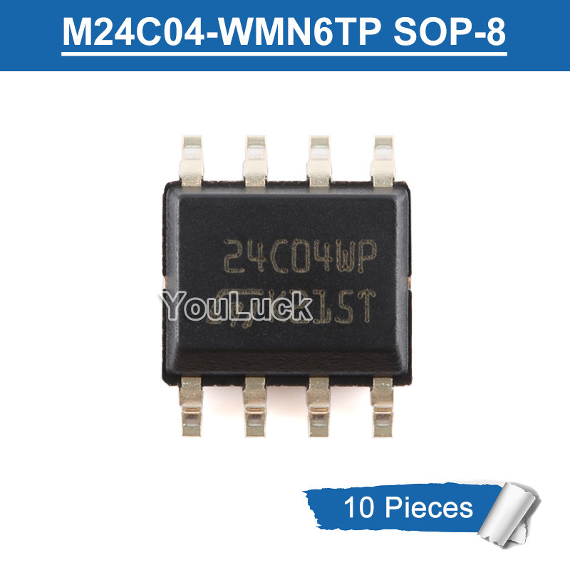 10pcs Original 24C04WP M24C04-WMN6TP SOP-8 4Kbit Serial I2C รถบัส EEPROM ชิป IC ใหม่