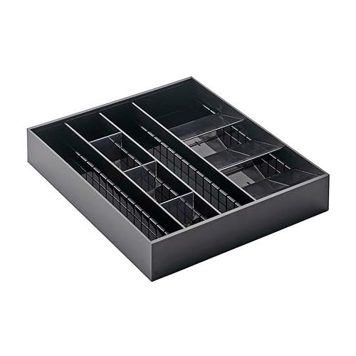 【Direct from japan】Yamazaki 3D Horizontal Expandable Cutlery Case  Black  Approx. W29.7–47.4 x D35 x