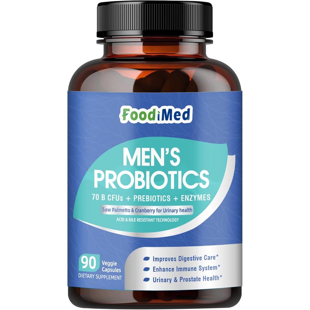 Probiotics for Men Digestive Health, 70 Billion CFUs Mens Probiotic with Enzymes, Prebiotics & Probi