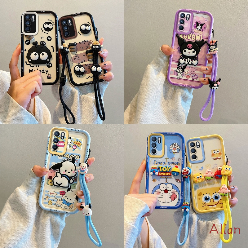 เคส oppo a16 / a16s / a54s 4G กรณี TPU 2026 ใหม่ Kawaii ซิลิโคนนุ่มคลุมทั้งหมดกันกระแทก, Lanyard Anti-Loss เคสโทรศัพท์ BSJGS