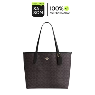 Coach City Tote Bag In Signature Canvas With Gold Hardware Black | ของแท้ ตรวจสอบโดย SASOM