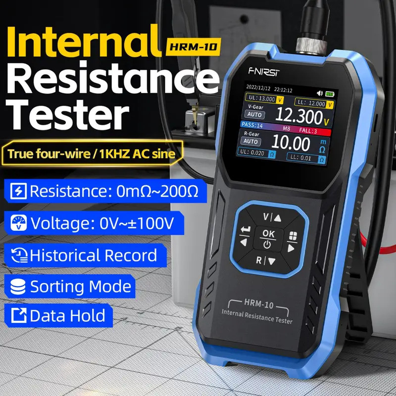 FNIRSI HRM-10 แบตเตอรี่แรงดันไฟฟ้าเครื่องทดสอบความต้านทาน Intemal LCD ความแม่นยําสูง Trithium ลิเธีย