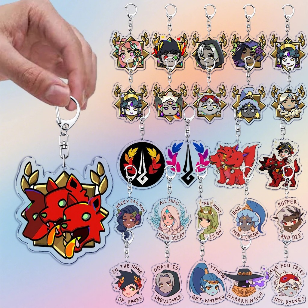 Hades 2 Game Chibi พวงกุญแจอะคริลิคพิมพ์ Hades Zagreus Menoe ตัวอักษรมินิรุ่นสําหรับตกแต่งถุงของขวัญ