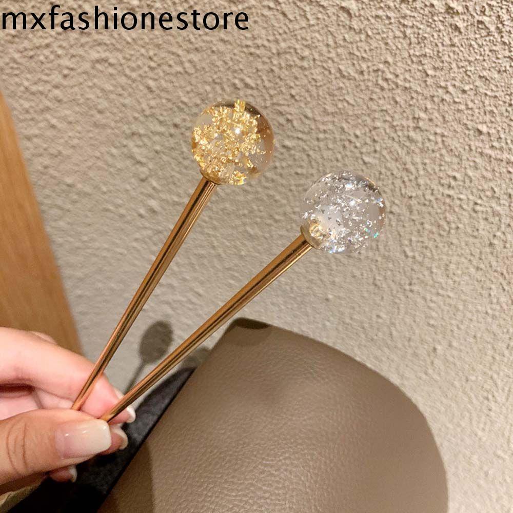 mxfashione ปิ่นปักผม แบบฟอยล์ โลหะ ทองแวววาว สำหรับผู้หญิง