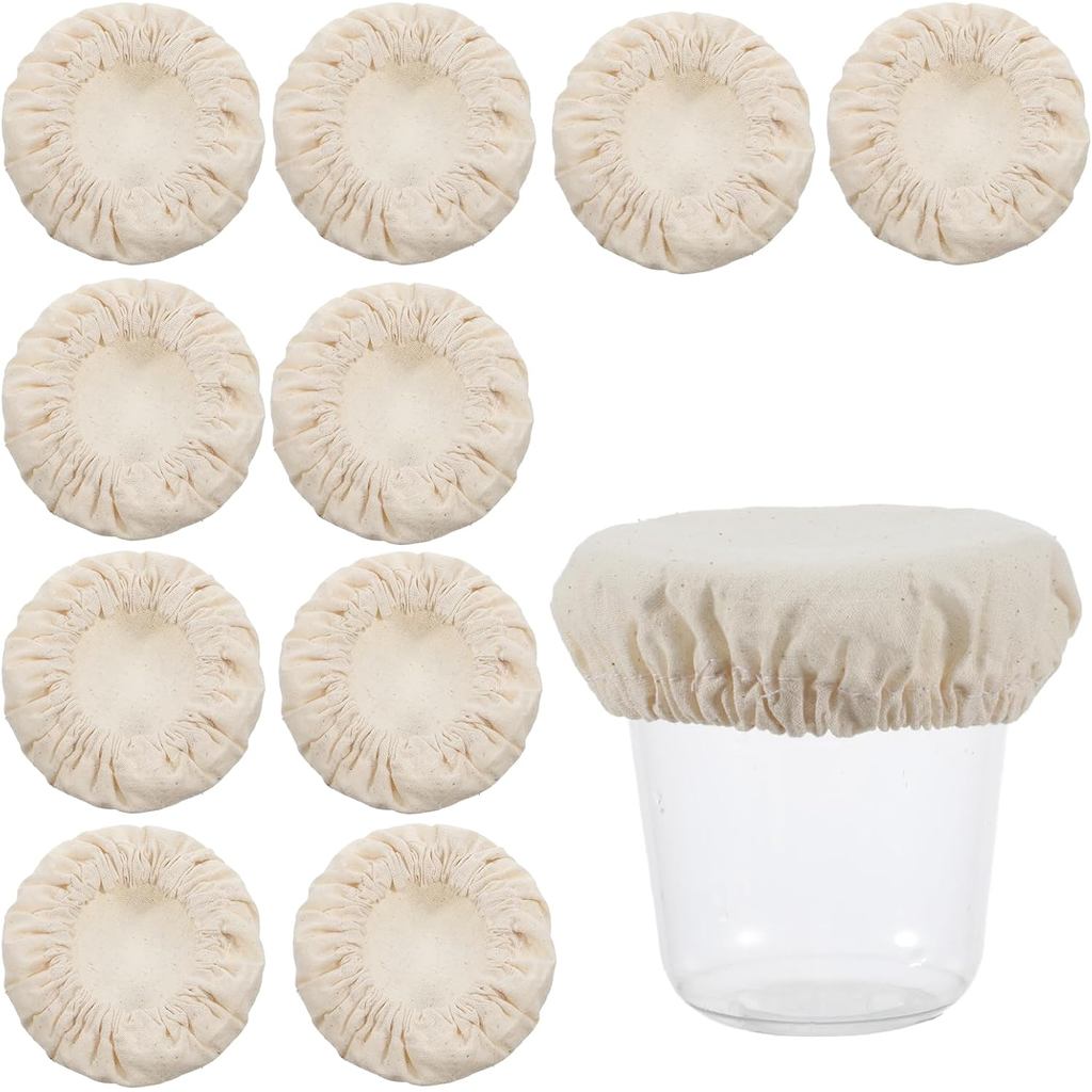 10 ชิ้น Sourdough Jar Cover Breathable Sourdough Starter Jar ผ้านํามาใช้ใหม่ผ้าสําหรับ Sourdoughs St