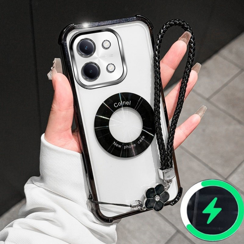 เหมาะสําหรับ Vivo Y28 4G Y05 4G เคสโทรศัพท์สี่ CD รูปแบบแหวนแม่เหล็กมุม anti drop โปร่งใส soft shell