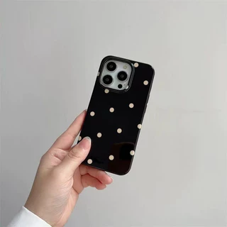 เคสไอโฟน 16 17 สำหรับ iPhone 11 13 15 12 14 Pro Max 7 16 14 15 8 Plus X XR XS Max 15 Pro เคสผิวมันลายจุดน่ารักเรียบง่าย