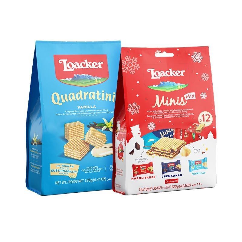 Loacker Loacker Laijia นําเข้าเวเฟอร์บิสกิต Casual Hazelnut ช็อกโกแลตแซนวิชเด็กบรรเทา Glutton Snacks