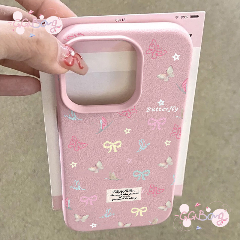 เคสไอโฟน17สำหรับ IPhone 13 17 Air 15 11 16 12 14 Pro Max XR X XS 7 16 14 8 Plusเคสหนังสังกะสีผีเสื้อปีชีสัมผัสผิวป้องกัน