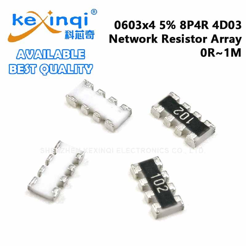 (50 ชิ้น) 0603x4 1/16W 1% 8P4R 4D03 ตัวต้านทานเครือข่าย Array 0R 1R 6.8R 10R 22R,24R 47R 68R 100R,11