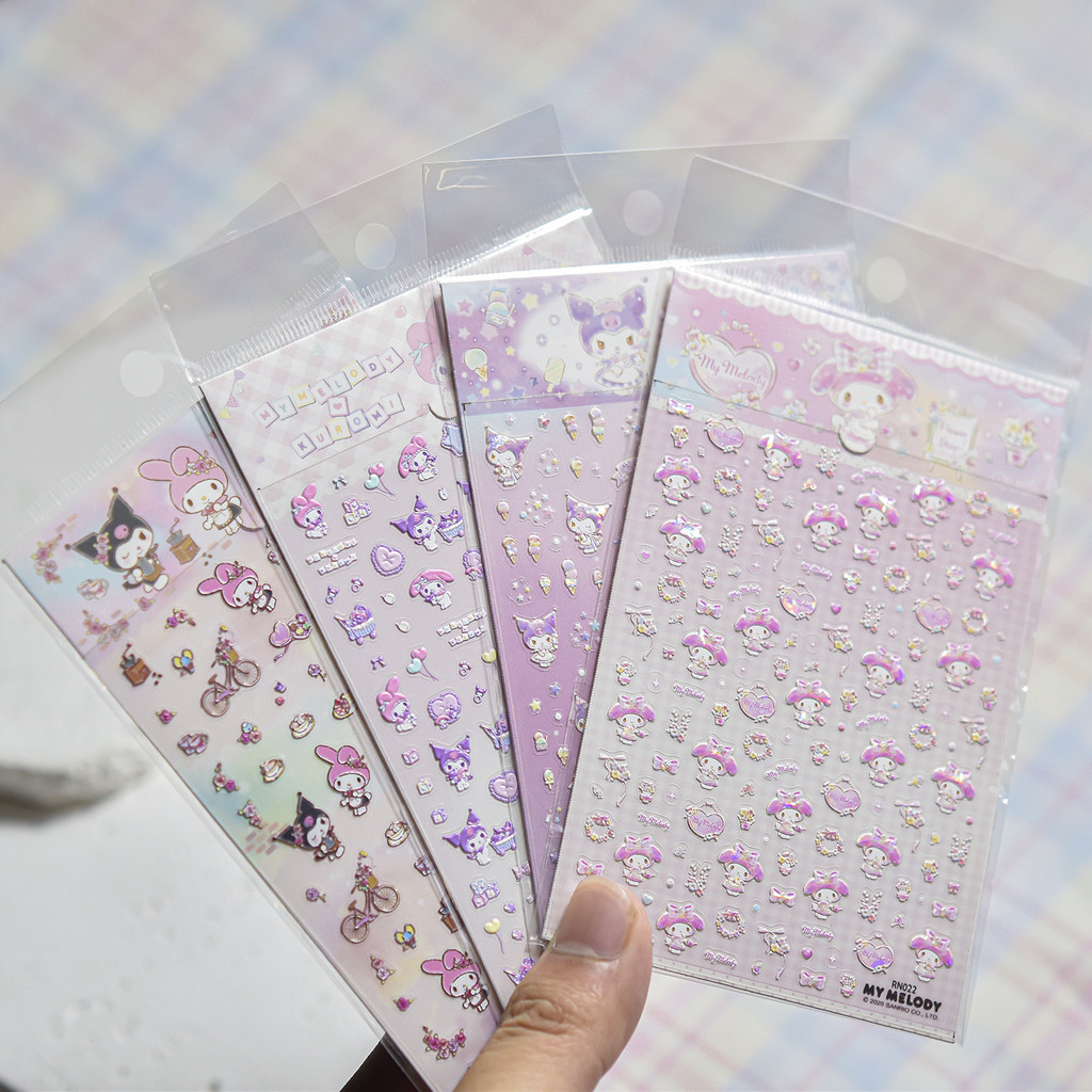 [Meow.Sensei] Sanrio & tomoni สติ๊กเกอร์ติดเล็บลายนูน Love Garden Kuromi Elements สติ๊กเกอร์น่ารัก Goo Card Handbook