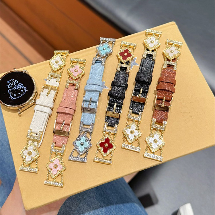 SAMSUNG 18มม.20มม.22มม.หนังหรูหราเพชรสําหรับSamsung Galaxyนาฬิกา7 6 5 4 5Pro 6 4 Redmi 6 4 5 3 Lite/