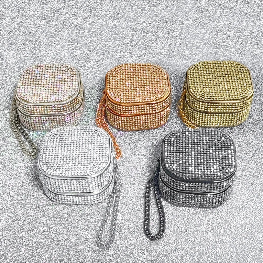 Sparkle Diomond Glitter Bling หูฟังไร้สายบลูทูธสําหรับ Samsung Galaxy Buds 2 3 Pro FE Live Anti Drop Cover พร้อมพวงกุญแจ