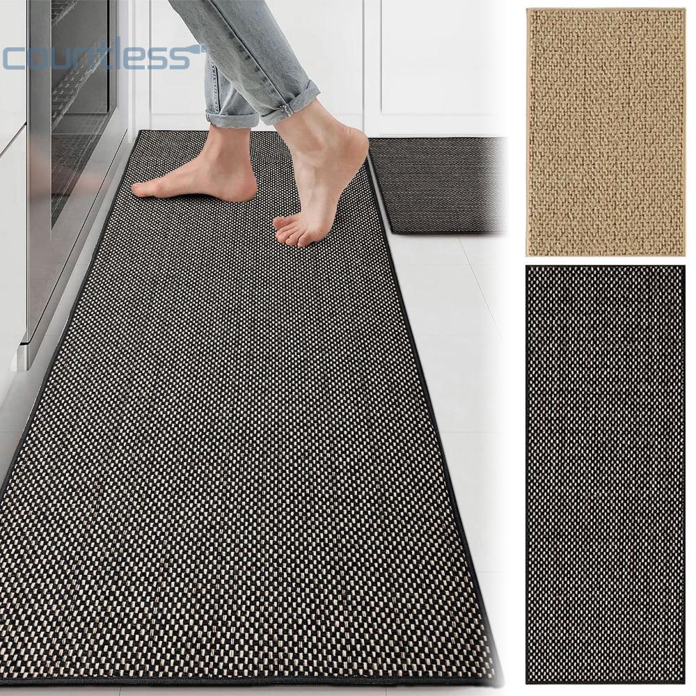COD Linen-Look Kitchen Rug ดูดซับทอ Kitchen Runner Stain Resistance for Floor