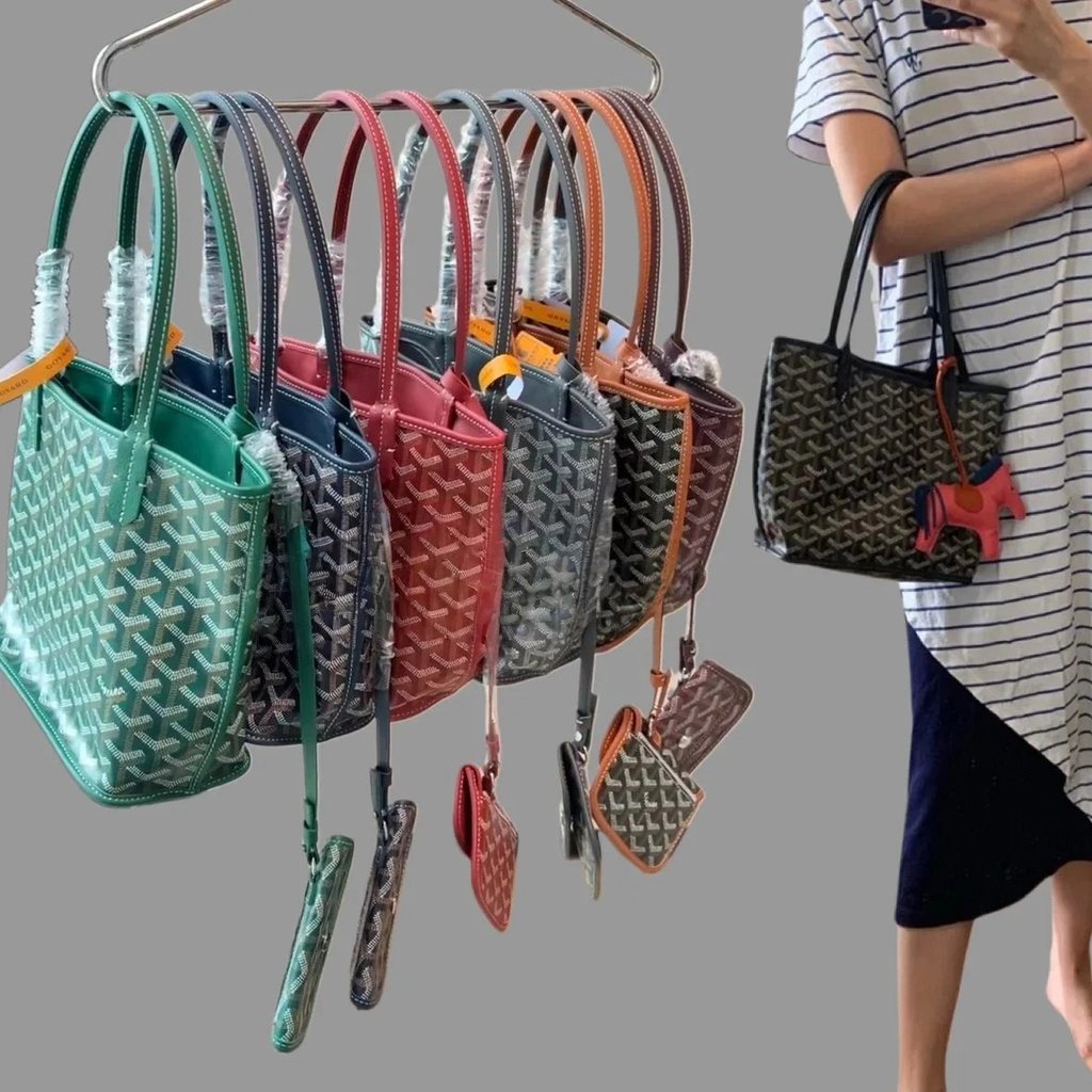 รุ่นสูง GOYARD GoyARD Goyard Dog Tote mini หญิงกระเป๋าตะกร้าผักขนาดเล็กหนึ่งไหล่แบบพกพาผ้าใบกระเป๋าช