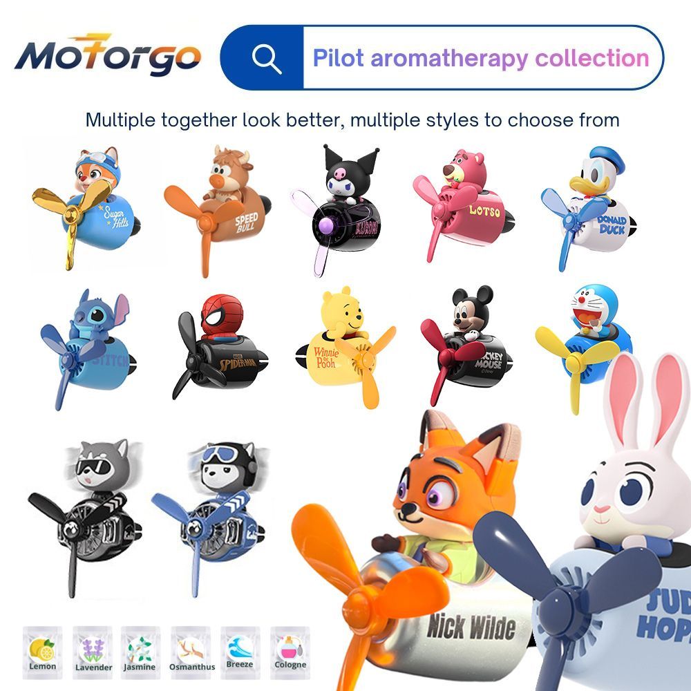 Disney Fragrance Flyers Car Air Freshener - Vent Clip Aroma Diffuser พร้อมใบพัดปั่น, ตกแต่งเครื่องบินน่ารักสําหรับภายในอัตโนมัติ